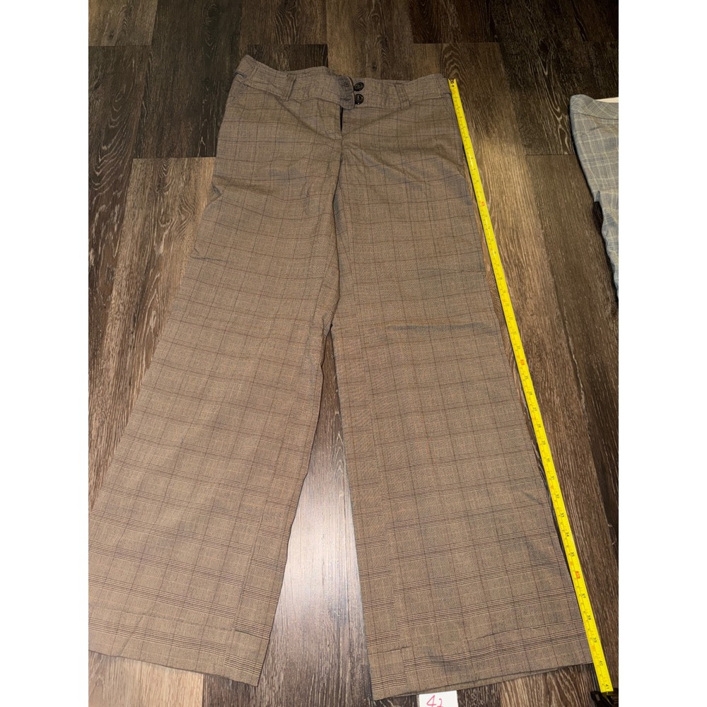 H&M Womens Brown Glen Plaid Wide Leg Trousers Pants Size 10 Double Button